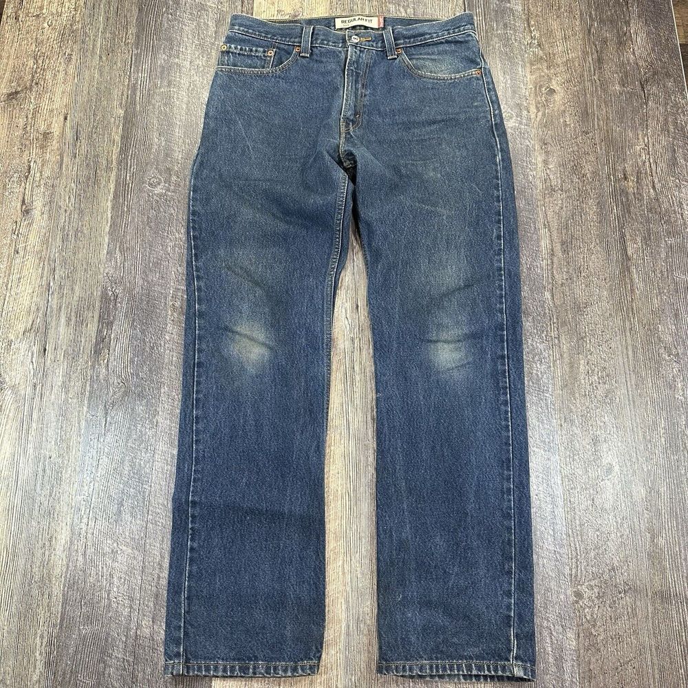 Y2K Levis 505 Blue Jeans Mens‎ 34x34 Regular Fit Straight Leg Dark Wash Denim
